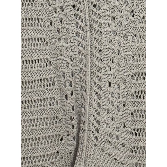 Soft Surroundings Womans Sweater Open Knit Grey SZ PM Cotton Boho Long Line NEW - Picture 7 of 10